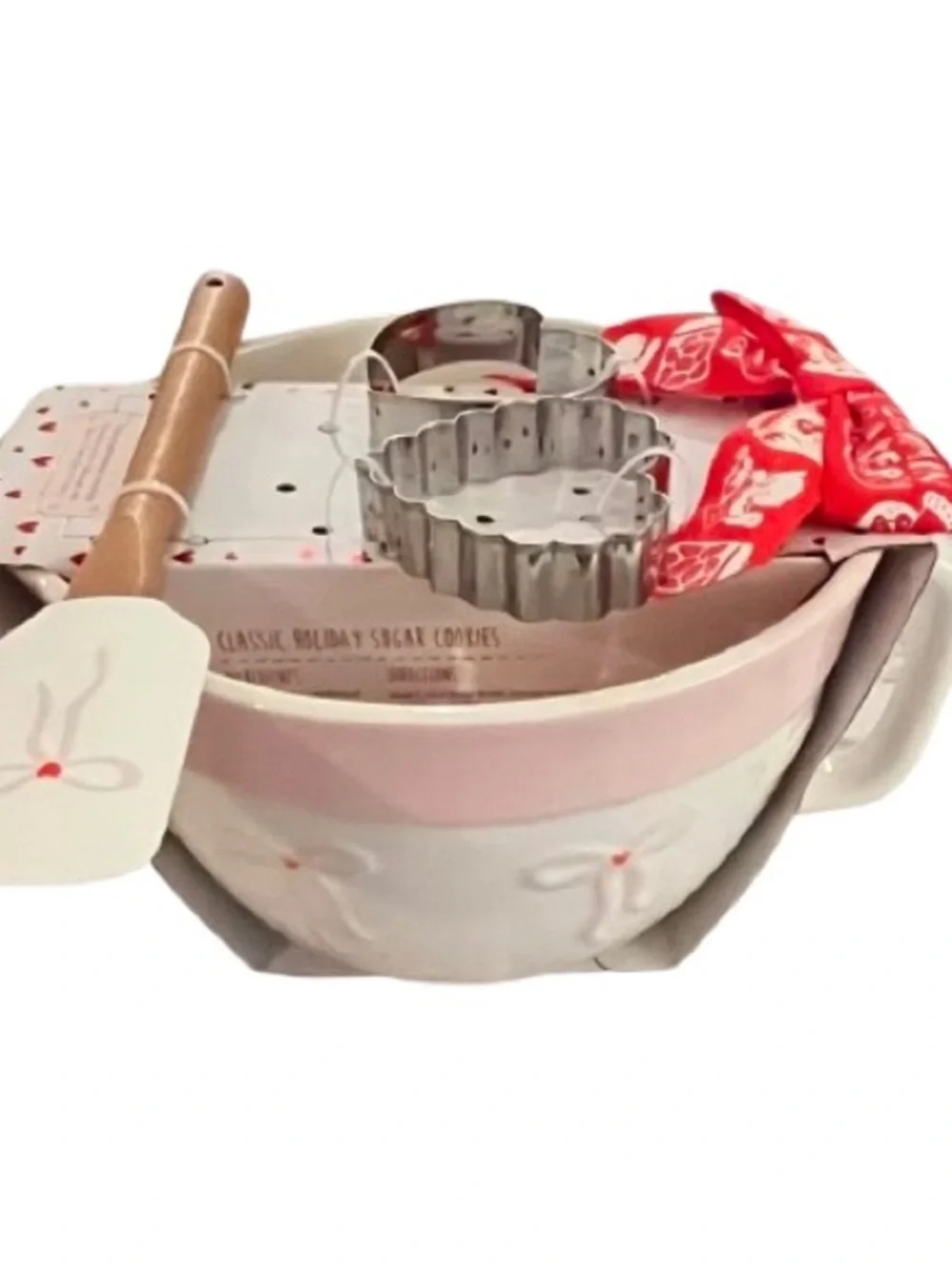 🆕- The Bakeshop 4-Piece Pink Bow Themed Mixing Bowl & Utensil Baking Set